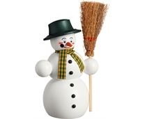 Seiffener Volkskunst Räucherfigur Schneemann mit Besen