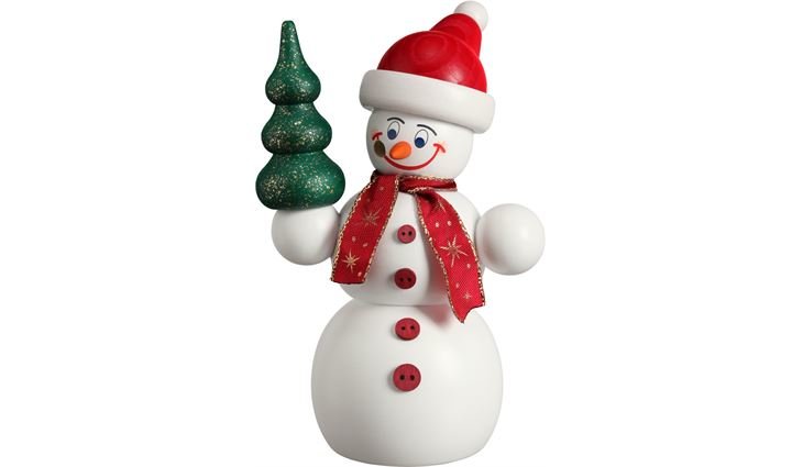 Seiffener Volkskunst Räucherfigur Weihnachts Schneemann