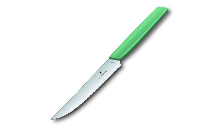 VICTORINOX Swiss Modern Steakmesser, Wellenschliff,12cm, grün