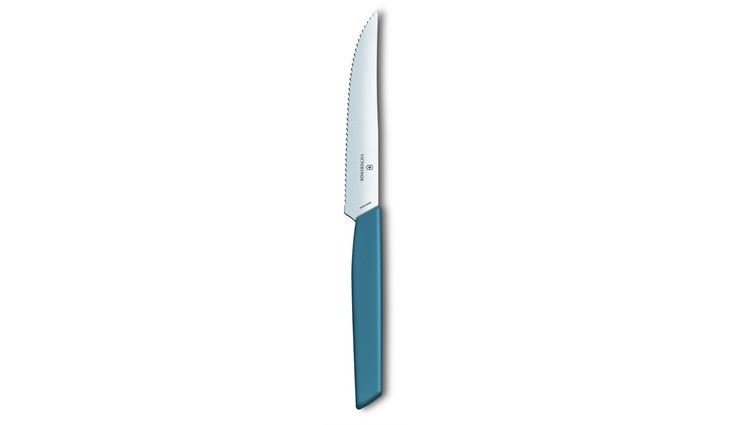 VICTORINOX Swiss Modern Steakmesser, Wellenschliff,12cm, blau