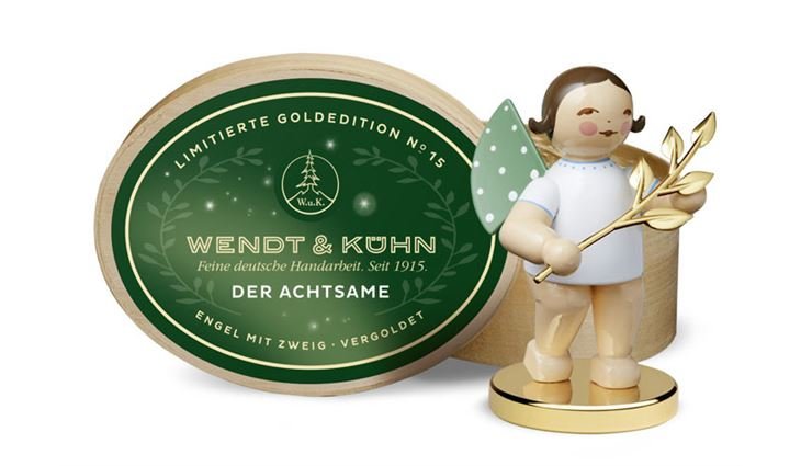 Wendt und Kühn Lim.Golded.No.15 "Der Achtsame" Engel m.Zweig